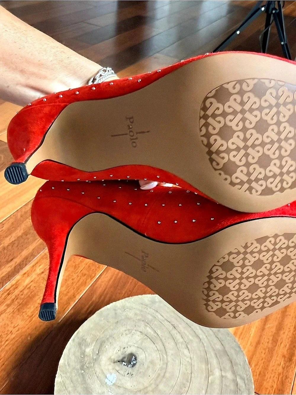 Paolo Aurora Red Studded Pointed Toe Pumps Size 8.5 NIB